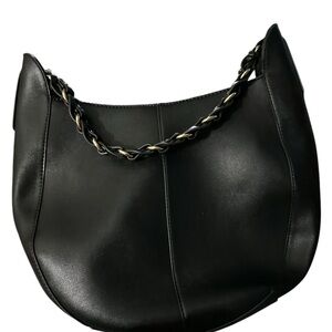 NWOT INC Black Leather bag with gold in braided strap very classy bag and new